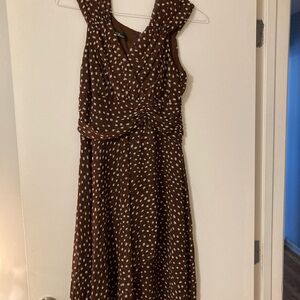 Brown Polka Dot Sleeveless Dress